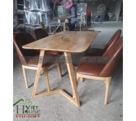 Bộ bàn ăn Grace màu gỗ Tự nhiên 1m4 + 4 ghế