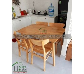 Bộ Bàn ăn Mango tự nhiên 4 ghế mặt gỗ cao cấp  (1m2 + 4 ghế)